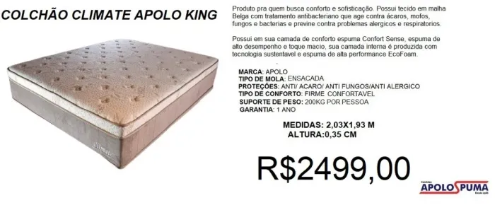 Colchão king climate parcelamos sem juros