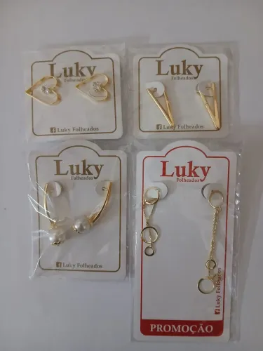 Luky Folheados Brinco Semijoia