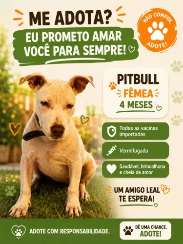 Pitbull fêmea 4 meses para adoção 