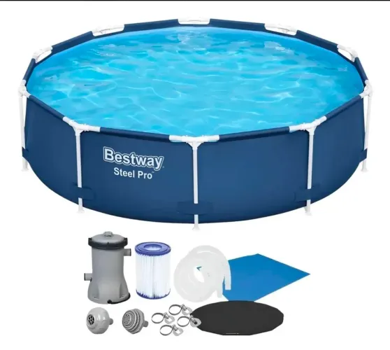 Piscina BestWay 4.678L Steel Pro + Lona + Bomba Filtrante