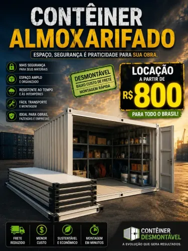 Contêiner Almoxarifado para Locação - A partir de R$ 800/mês