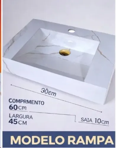 Pia de porcelanato polido branco luxo