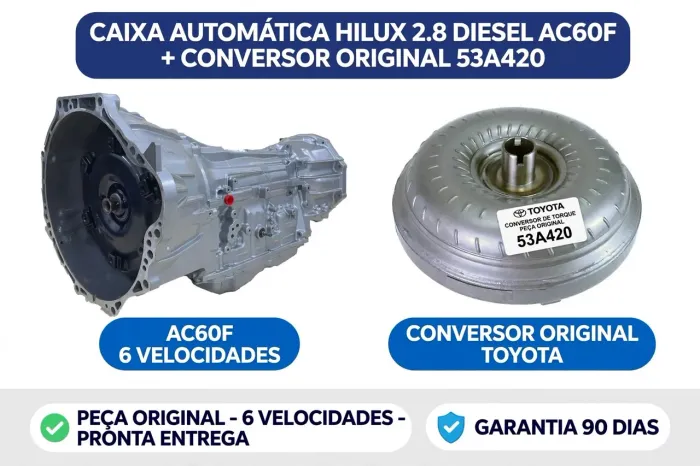 CAIXA AUTOMÁTICA HILUX 2.8 DIESEL ACF60F + CONVERSO ORIGINAL 53A420