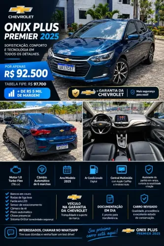 Chevrolet Onix Sedan Plus Premier 1.0 12V TB Flex Aut. 4P 2025