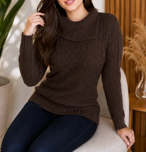 Casaco de Lã Marrom Feminino Grosso Inverno