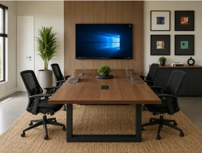 Mesa de Reunião Thick Wood Perfect: L260cm x P90cm x A74cm