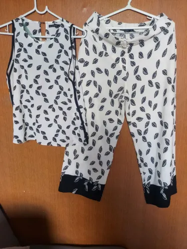 Conjunto Alfaiataria Cortelle Off-White Estampa de Folhas - Tamanho M