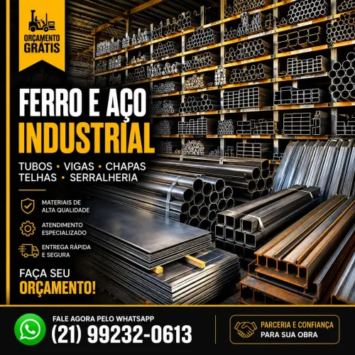 Ferro e Aço Industrial Tubos Vigas Chapas Telha - Orçamento Grátis