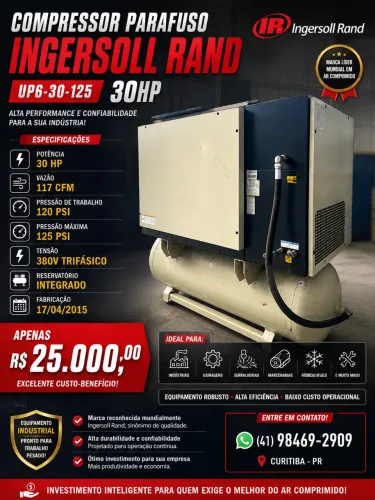 COMPRESSOR PARAFUSO INGERSOLL RAND 30HP