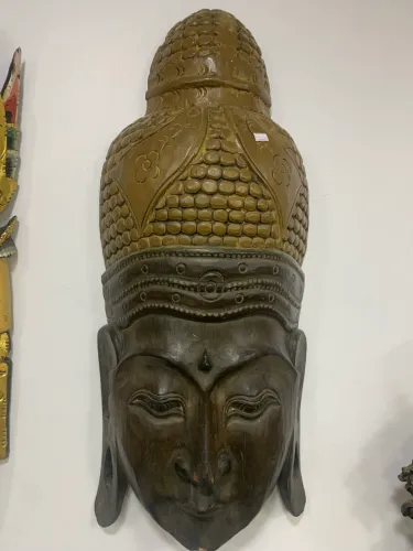 Máscara de Buda em madeira, 80cm