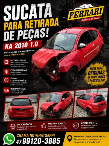 Sucata Ford Ka 2010 1.0 para retirada de peças