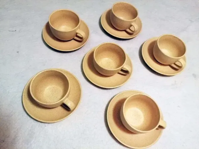 Conjunto de SEIS XÍCARAS - tipo para tomar capuccino (borda grossa) em cerâmica fosca