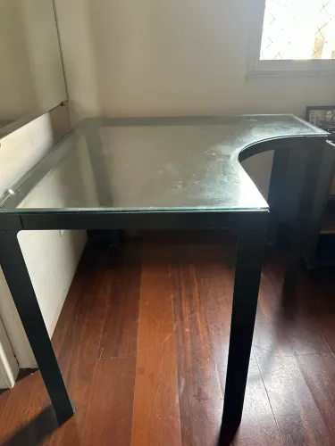 Mesa de canto estudo/escritório aço e vidro