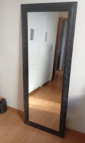 Espelho de Chão Grande (1.73m x 0.68m) Moldura Rústica Preta