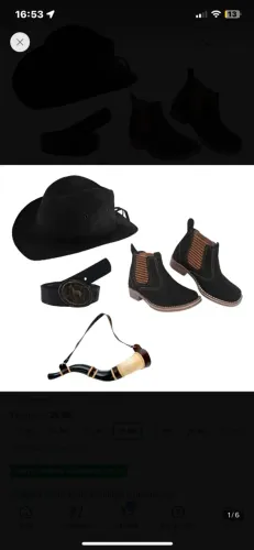 Kit Infantil Chapéu Cowboy + Cinto + Botina + Berrante