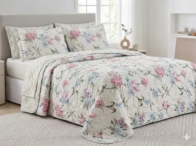Kit Jogo de Cama Queen Completo 10 Peças (Cobre Leito+Edredom+Travesseiros+Lençol+Fronhas)
