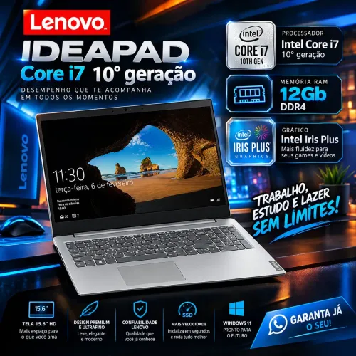 Notebook Lenovo Ideapad Core i7 10° Ger DDR4 (A pronta entrega)