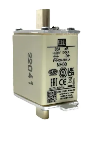 Kit 3 Fusiveis Nh00 80a Ultra Rápido Classe Ar Weg Fnh00-80k-a