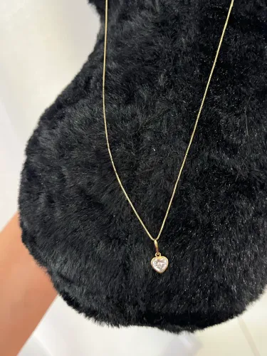 Corrente de ouro 18k 750 com pingente de coração 
