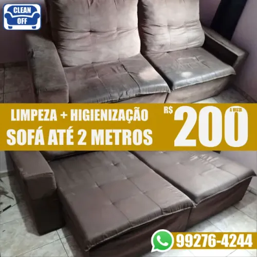 Lavagem a Seco + Sanitização + Higienização de Sofá