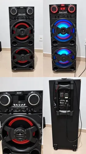Caixa de Som Amvox 1300W com LED RGB - Excelente Estado