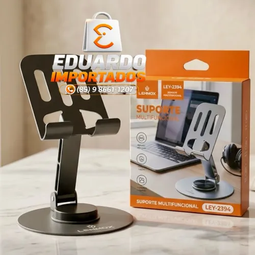 Suporte Metálico de Mesa Para Celular, Rotativo 360°