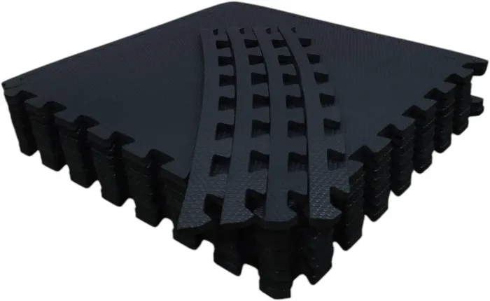 Kit com 12 tatames tapetes EVA com borda 50cm x 50cm x 1cm preto 