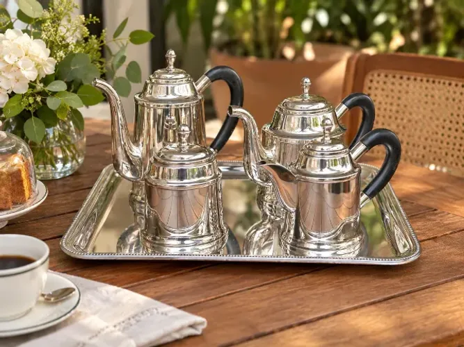 St James+Christofle - Jogo de Chá e Café Prata c/ Alça