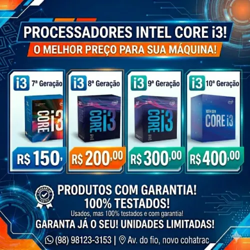 Processadores i3 de 7° 8° 9° e 10° Geração - Socket 1151 e LGA 1200