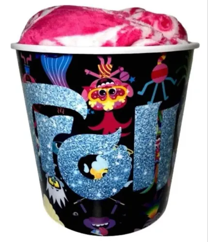 PREÇO DE CUSTO - Manta Cobertor Infantil Solteiro Trolls - Branco/ Rosa