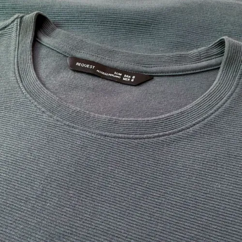 request - camiseta algodão peruano, tecido texturizado azul