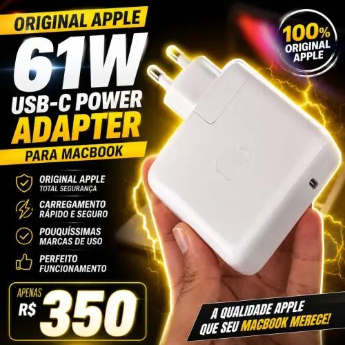 CARREGADOR ORIGINAL APPLE 61W USB-C PARA MACBOOK