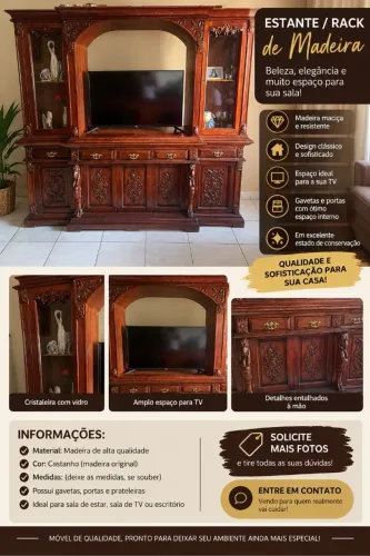 Estante de madeira maciça