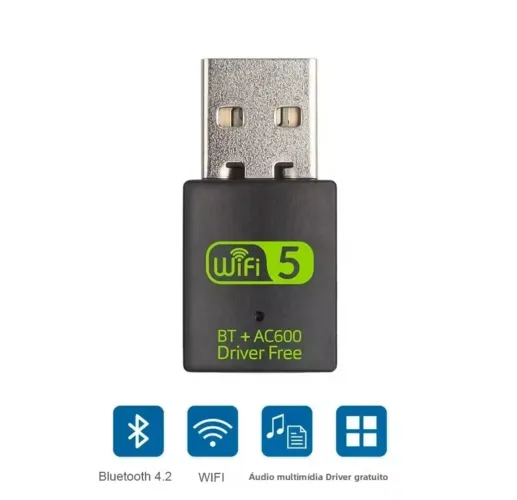 Adaptador USB Wi-Fi e Bluetooth 