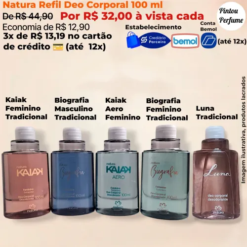 Refil Deo Corporal Natura 100 ml em Promoção