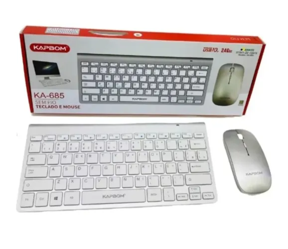 Combo Teclado e Mouse Sem Fio 2.4GHz alcance 10m DPI Ajustável 