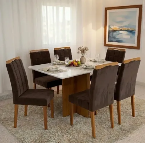 Conjunto Mesa e 6 Cadeiras Cinamare Glass 160 cm