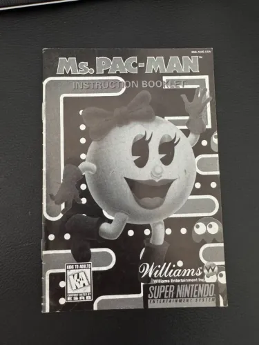 Manual Ms. Pac-Man Super Nintendo Original Preto Branco