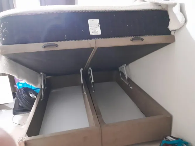 Vendo cama box baú Queen 158x198 bipartida+colchão -vila paranaense