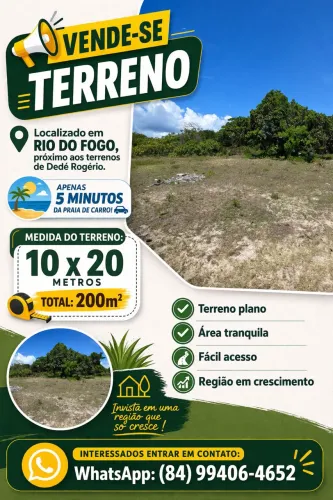 Vende-se terreno em RIO DO FOGO RN
