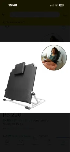 Encosto Para Cama Reclinável E Ajustável Em 5 Níveis Preto