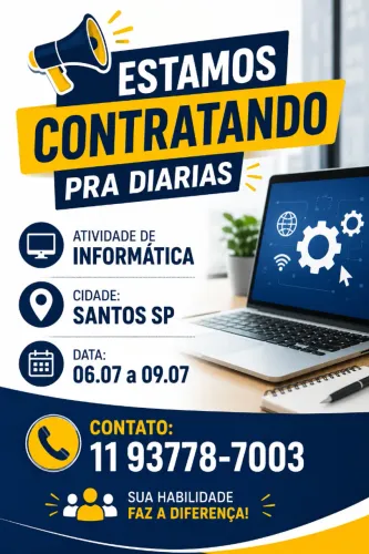 ESTAMOS CONTRATANDO PRA DIARIAS