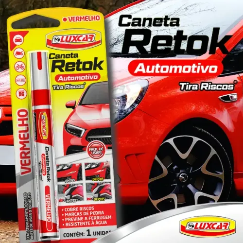 Caneta Pincel Tira Risco Maquiador Automotivo Vermelho Universal Arranhão