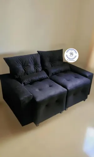 SOFÁ RETRÁTIL PRETO NOVOS