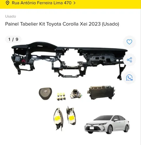 KIT AIRBAG TOYOTA COROLLA XEI 2023 COM NF E GARANTIA