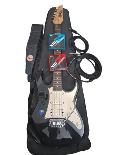 Guitarra Ibanez Gio Grx40 Preta E Branca Hss Bkn + periféricos