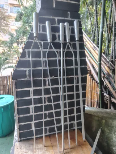 7 espetos churrasco alumínio com suporte