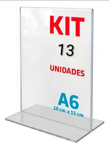 KIT com 13 Peças Display Expositor T de mesa 10x15 cm