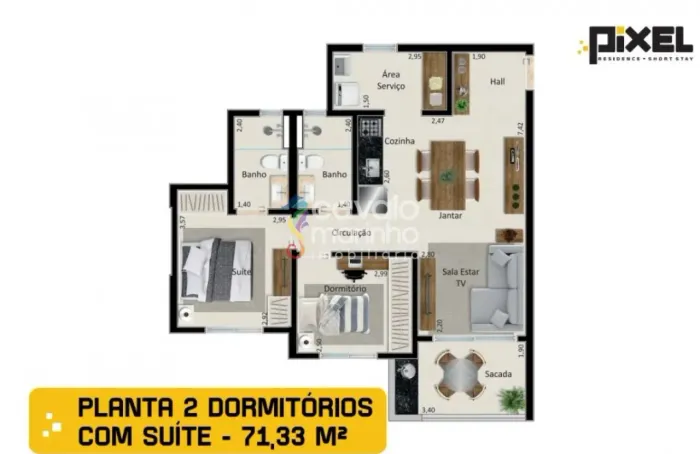 Apartamento à venda com 2 quartos, 71m² - Pixel Residence - Vila Monte Alegre.