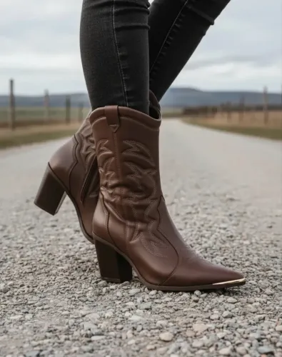 Bota Feminina Vizzano West Texana Bico Fino Moda
